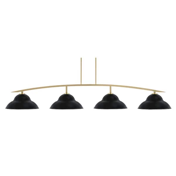 Siena 4-Light New Age Brass Billiard Light with 16 in. Matte Black Metal Shades no bulbs included