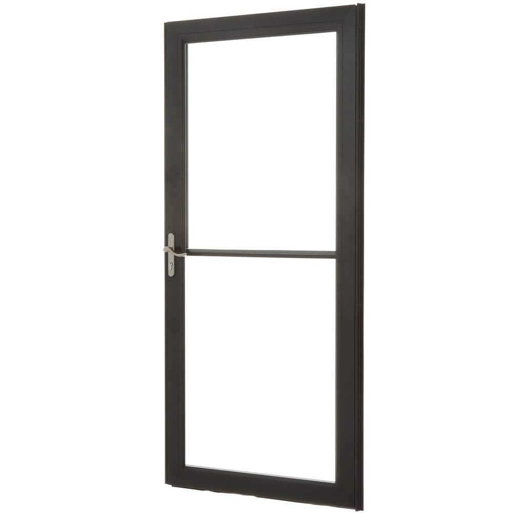 Andersen 3000 Series 36 In X 80 In Black Left Hand Retractable Aluminum Storm Door With Nickel