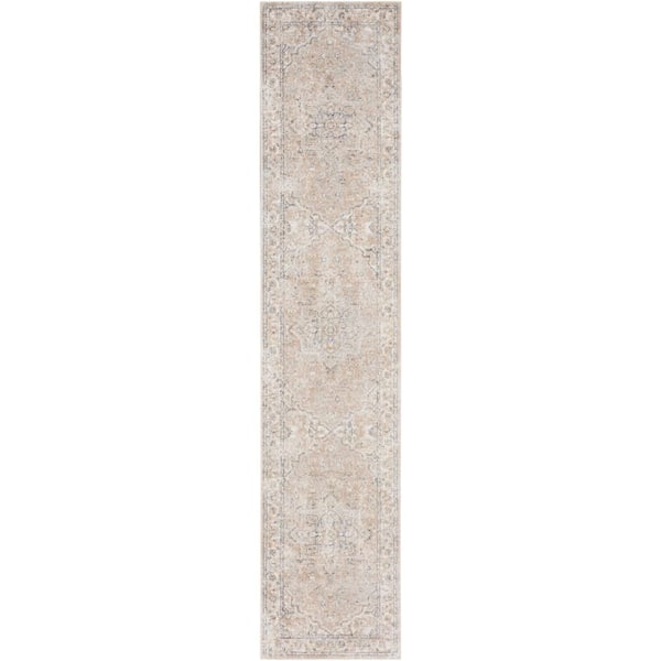 Astra Machine Washable Beige 2 ft. x 8 ft. Distressed Traditional Runner Area Rug