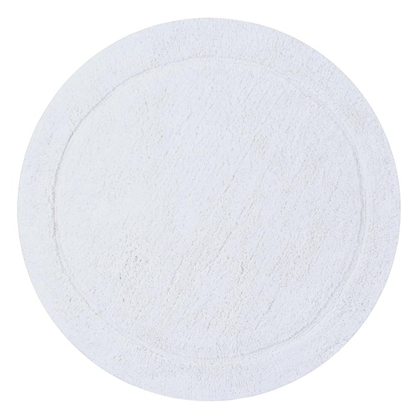 Waterford Collection 100% Cotton Tufted Non-Slip Bath Rug, 30 in. Round, White