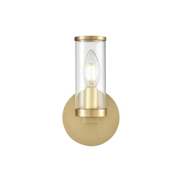 ALORA Revolve 8 in. 1 Light 60-Watt Clear Glass/Natural Brass Vanity Light