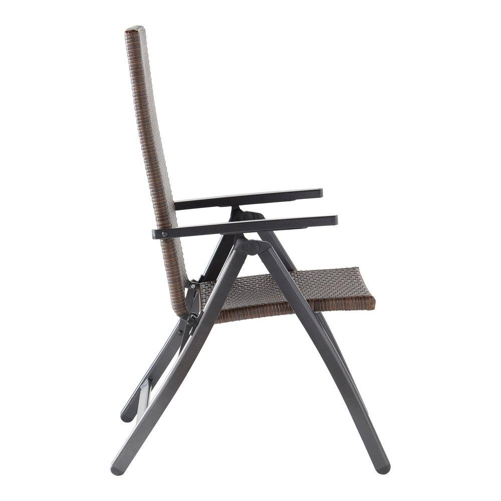 Black Aluminum Outdoor Lounge Chair with Blue Floral Cushion