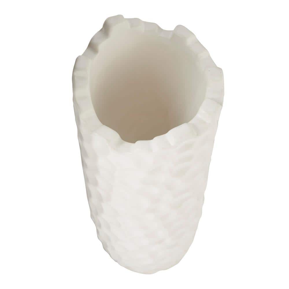 Elegant Honeycomb 14" White Porcelain Decorative Vase