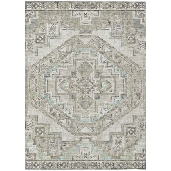 Chantille Machine Washable Indoor/Outdoor Abstract ACN2794 Ivory 9 ft. x 12 ft. Area Rug