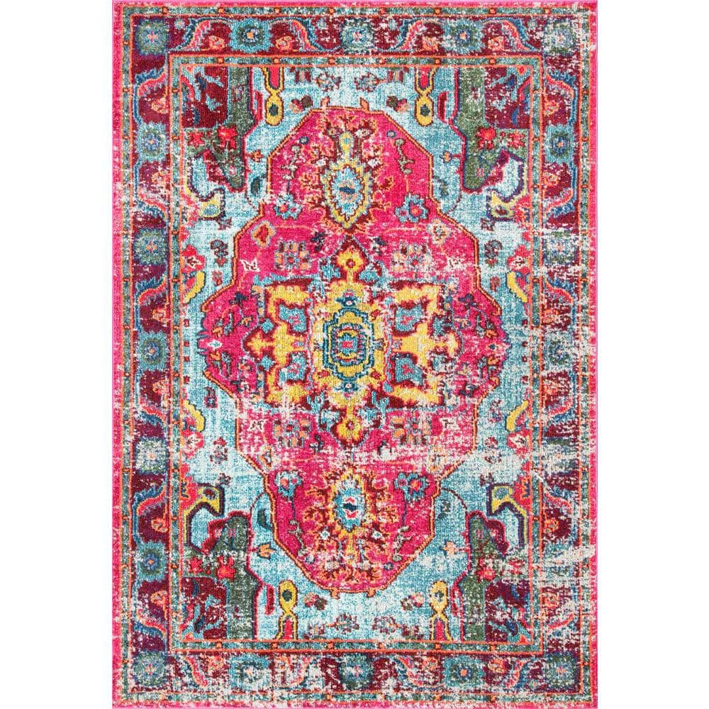 Multicolor Medallion Synthetic Easy Care Rug 62"x24"