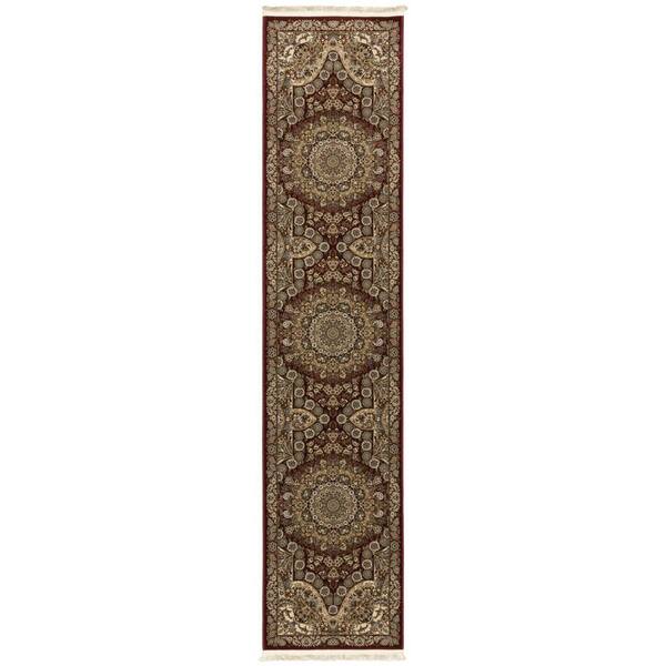 2 X 10 Red, Gold Medallion Washable Area Rug Runner Rug