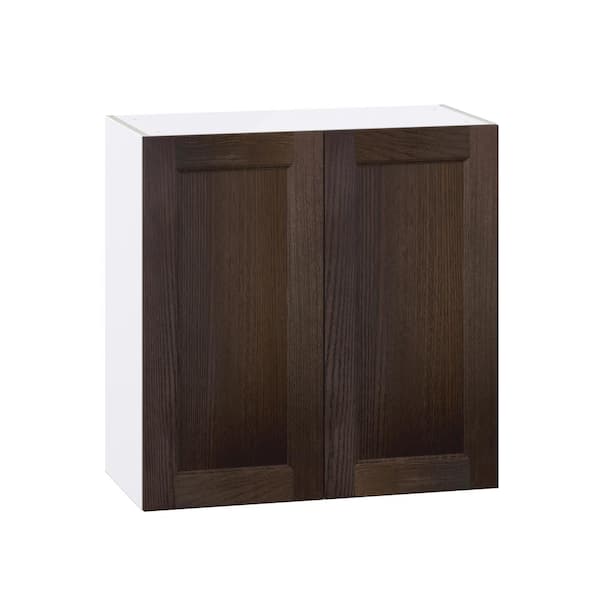 J COLLECTION Georgetown 30 in. W x 14 in. D x 30 in. H Assembled Wall Kitchen Cabinet in Chestnut