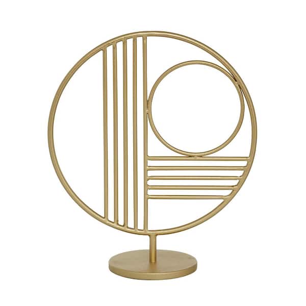 Litton Lane 11 in. x 14 in. Gold Metal Geometric Sculpture