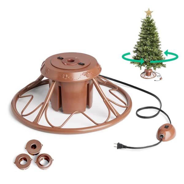 Brown Steel Rotating Stand Base for Artificial Tree Up to 9 ft. Tall