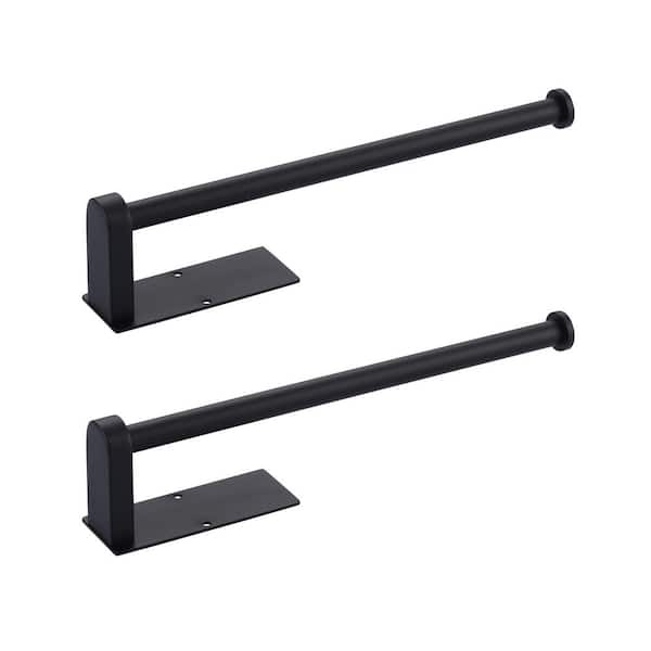 AVITAS Wall Mount Drilled Stainless Steel Paper Towel Holders Under Cabinet for Kitchen in Matte Black (2 Pack)