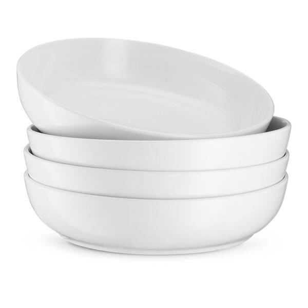 4-Piece White Porcelain Pasta Bowl, Salad Bowls, Bowls, Serving Bowls, Soup, Ceramic, Large Capacity, 40 Oz