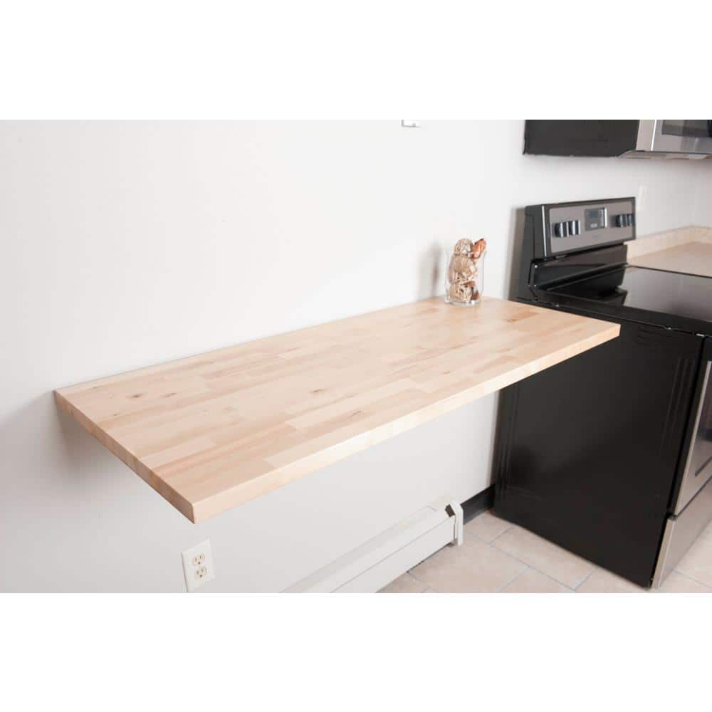 Hevea 4 ft. Satin Finish Folding Butcher Block Countertop