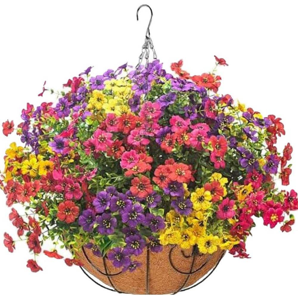 Afoxsos 13.50 in. Multicolor Artificial Hanging Flower Basket for