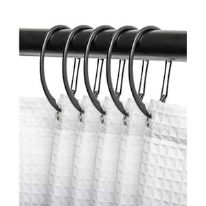 Shower Rings, Shower Curtain Rings for Bathroom, Rustproof Zinc Shower Curtain Hooks Rings in Matt Black Set of 12