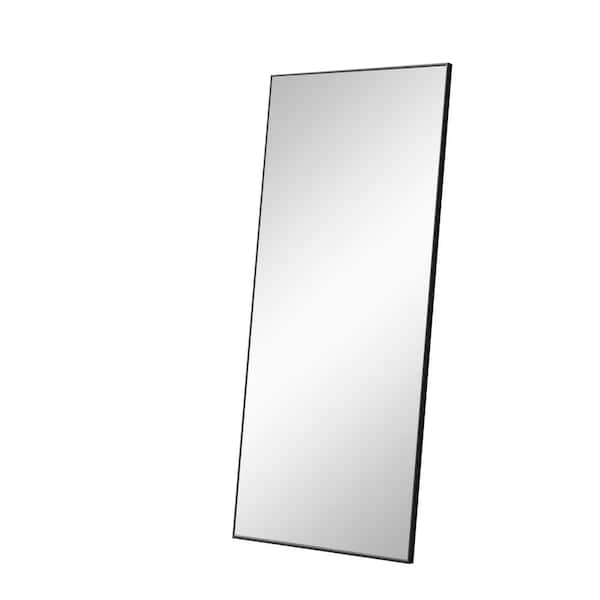 Unbranded Black 34 in. W x 71 in. H Aluminum Rectangular Mirror Full-Length Mirror for Living Room