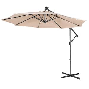 10 Ft. Steel Cantilever Tilt Patio Umbrella in Beige