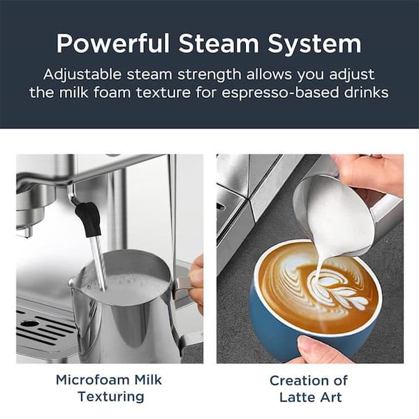 Aoibox 20 oz. 1- Cup Espresso, Cappuccino Machine with Milk Frothing Pitcher and Steam Wand, Espresso Machine Stainless Steel, Black