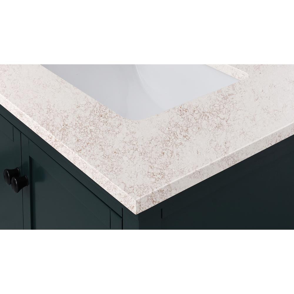 61'' Alluring Quartz Double Sink Vanity Top with Copper Veining