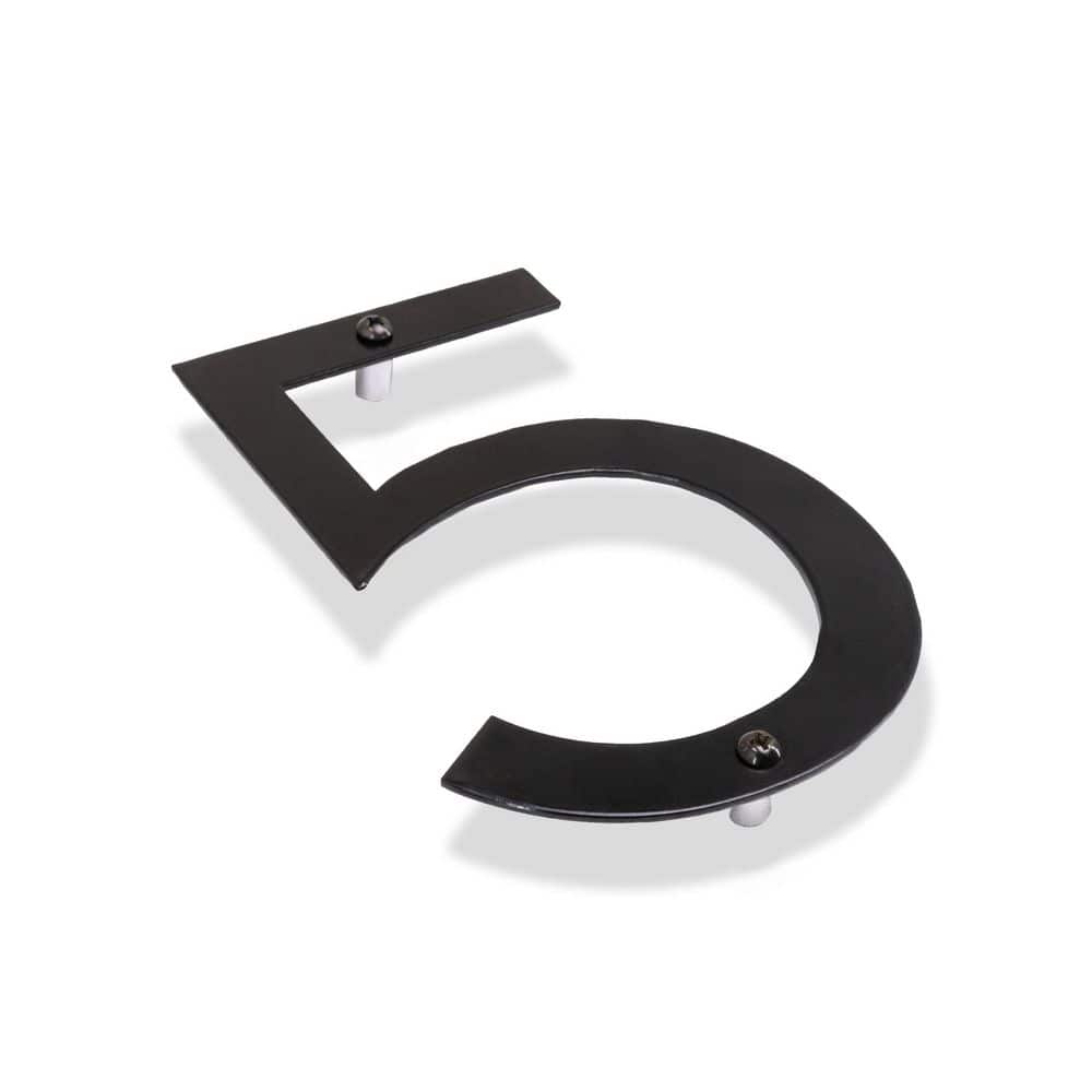 "8"" Black Modern Steel Flat or Floating House Numbers 0-9 - 5" product image for price tracking