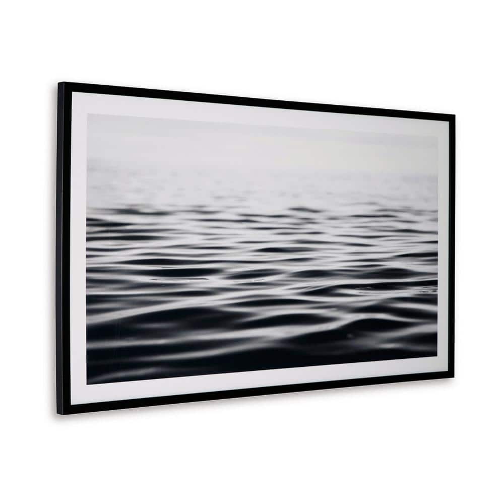 Large Black and White Waterscape Canvas Wall Art