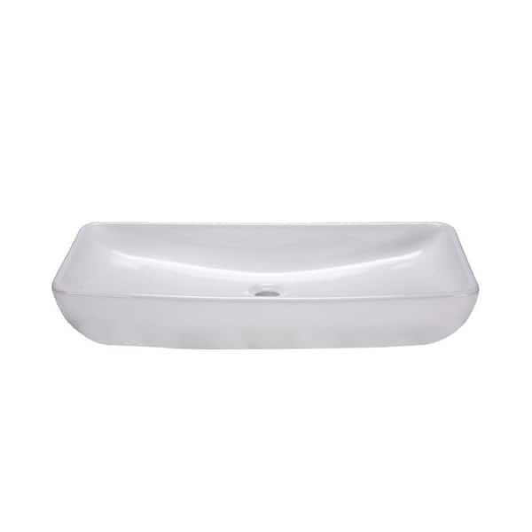 RYVYR Above Counter Rectangular Vitreous China Vessel Sink in White