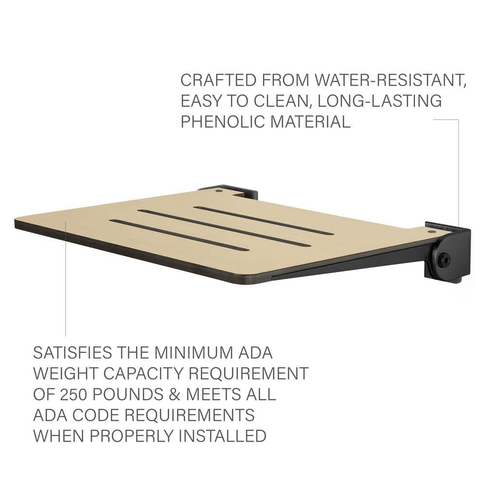 Slimline Teak Folding Wall Mount Shower Bench Seat