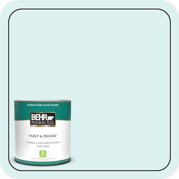 BEHR PREMIUM PLUS 1 qt. #500C-2 Aqua Pura Semi-Gloss Enamel Low Odor Interior Paint & Primer