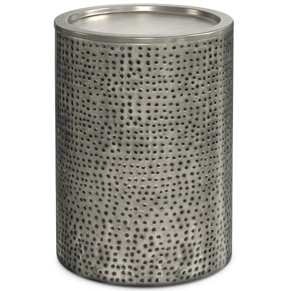 Corbin 16 in. W Hammered Antique Silver Metal Side Table