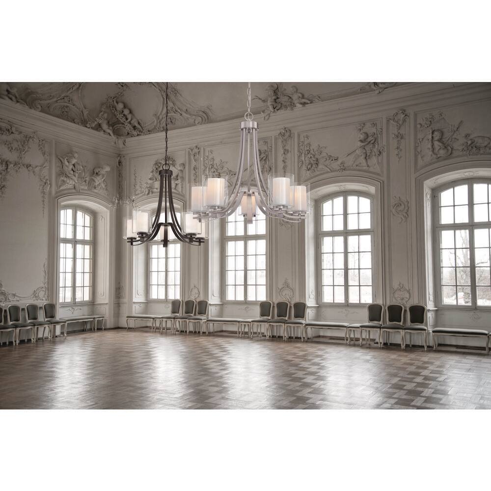 Sand Coal Nickel 5-Light Glass Chandelier Pendant