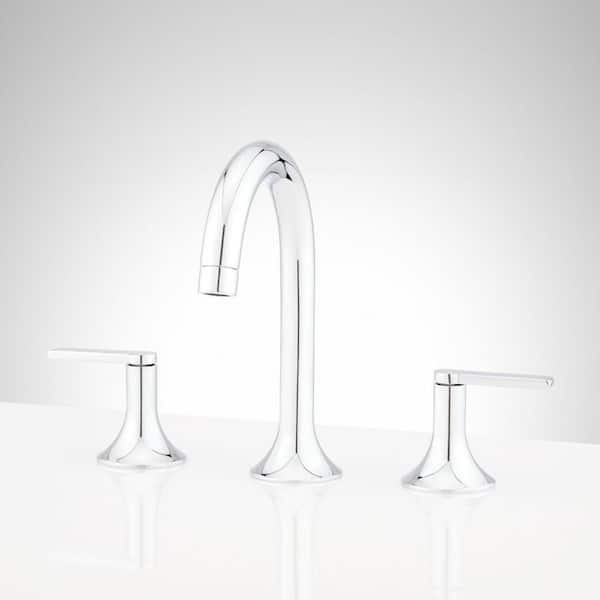 SIGNATURE HARDWARE Lentz 8 in. Widespread Double Handle Bathroom Faucet in Chrome
