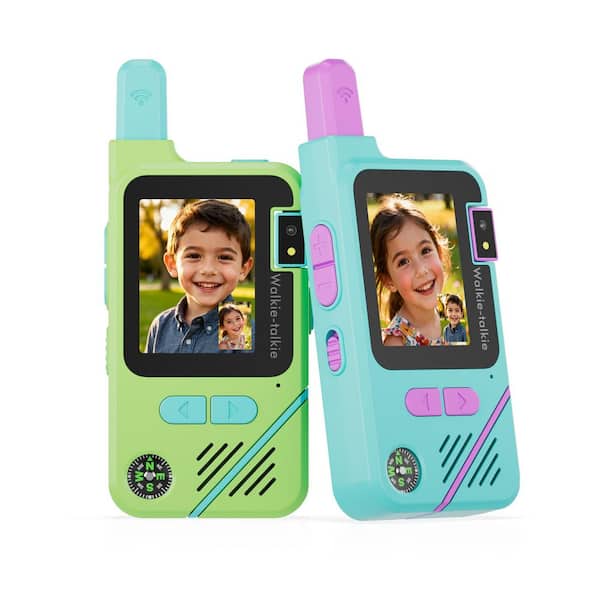 TK1 Kids Video Walkie Talkies, 0.2 Mile Range, Rechargeable, 2-Way Radio, Video and Voice, Camera, Flashlight-2 Pack