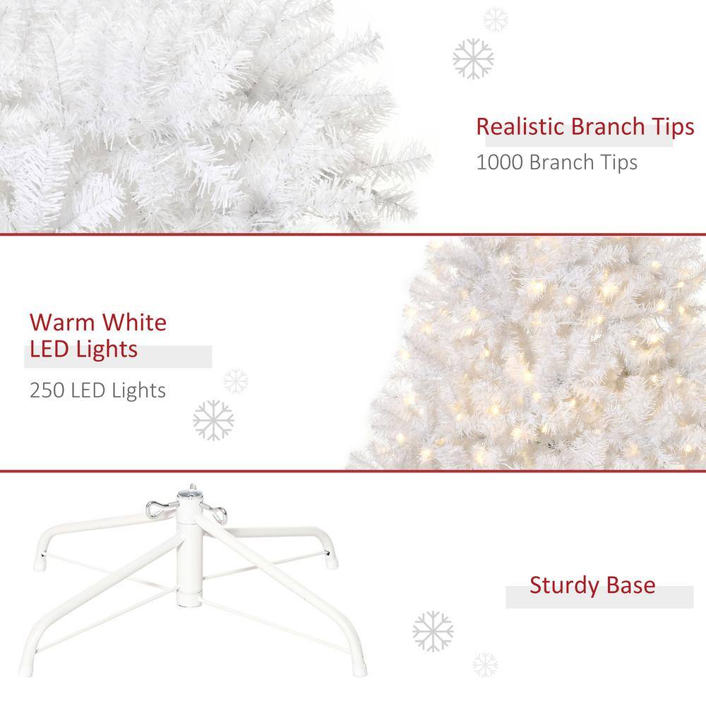 6-Foot White Prelit Artificial Christmas Tree with LED Lights