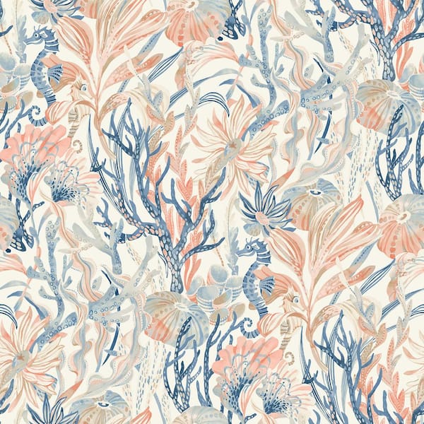 Chesapeake Kelp Garden Pink Tropical Reef Matte Paper Pre-Pasted Wallpaper Sample