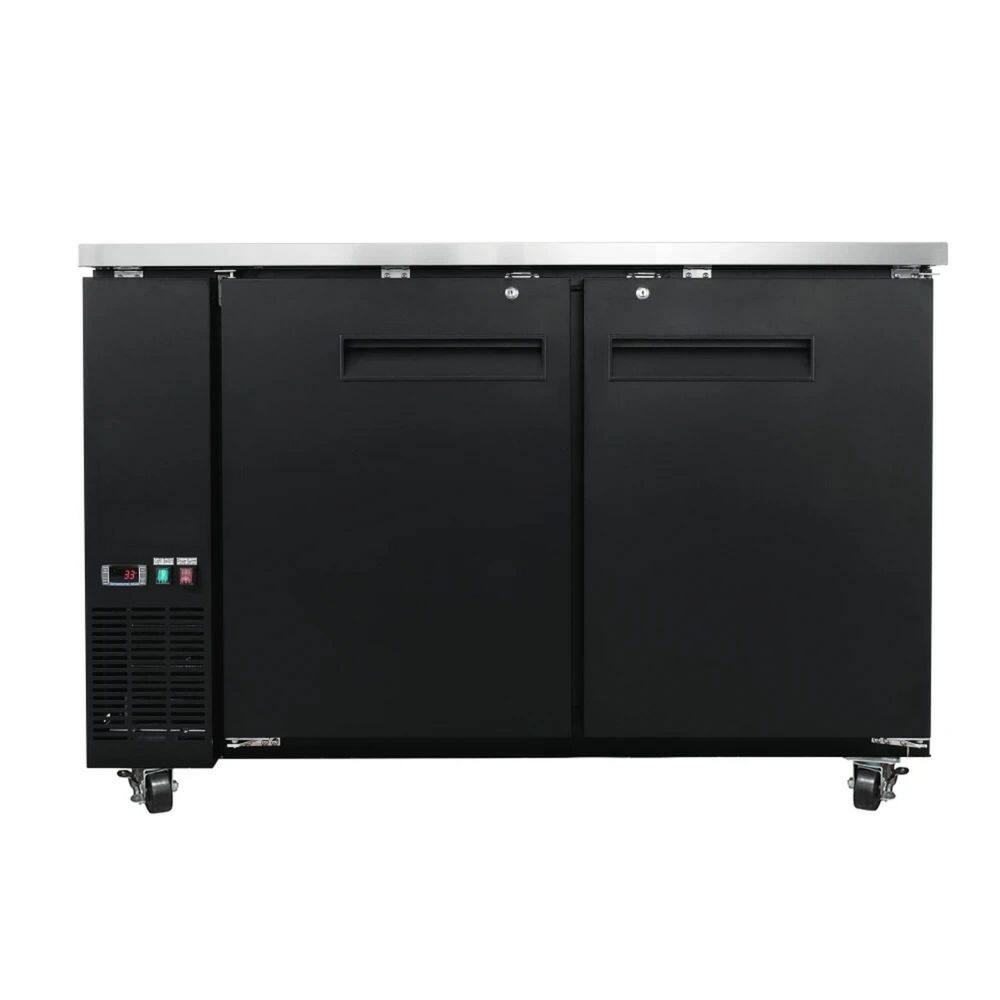 60 in. W 15.24 cu. ft. Commercial Back Bar Cooler with Side Compressor and LED Lighting in Black