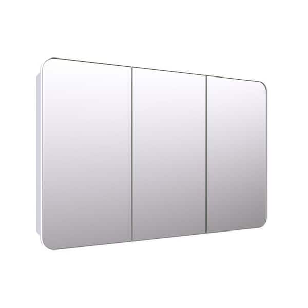 Glass Warehouse Calla 48 in. W x 32 in. H x 5 in. D White Recessed Medicine Cabinet with Mirror