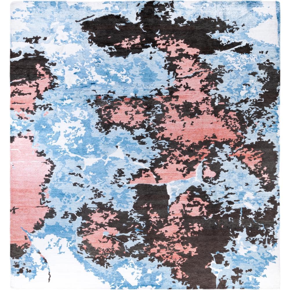 Modern-Contemporary Blue 9 X 12 Hand-Knotted Wool Silk Indoor Area Rug price history on PriceWatchPro