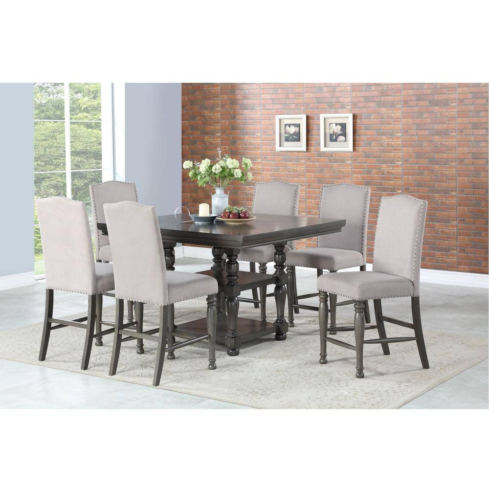 54" Brown Wood Transitional Square Counter Height Dining Table