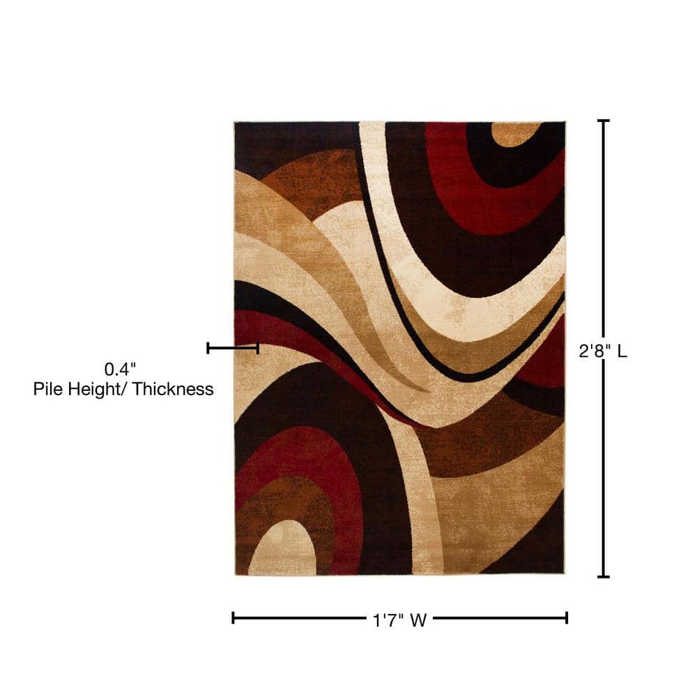 Tribeca Brown and Red Abstract Rectangular Area Rug
