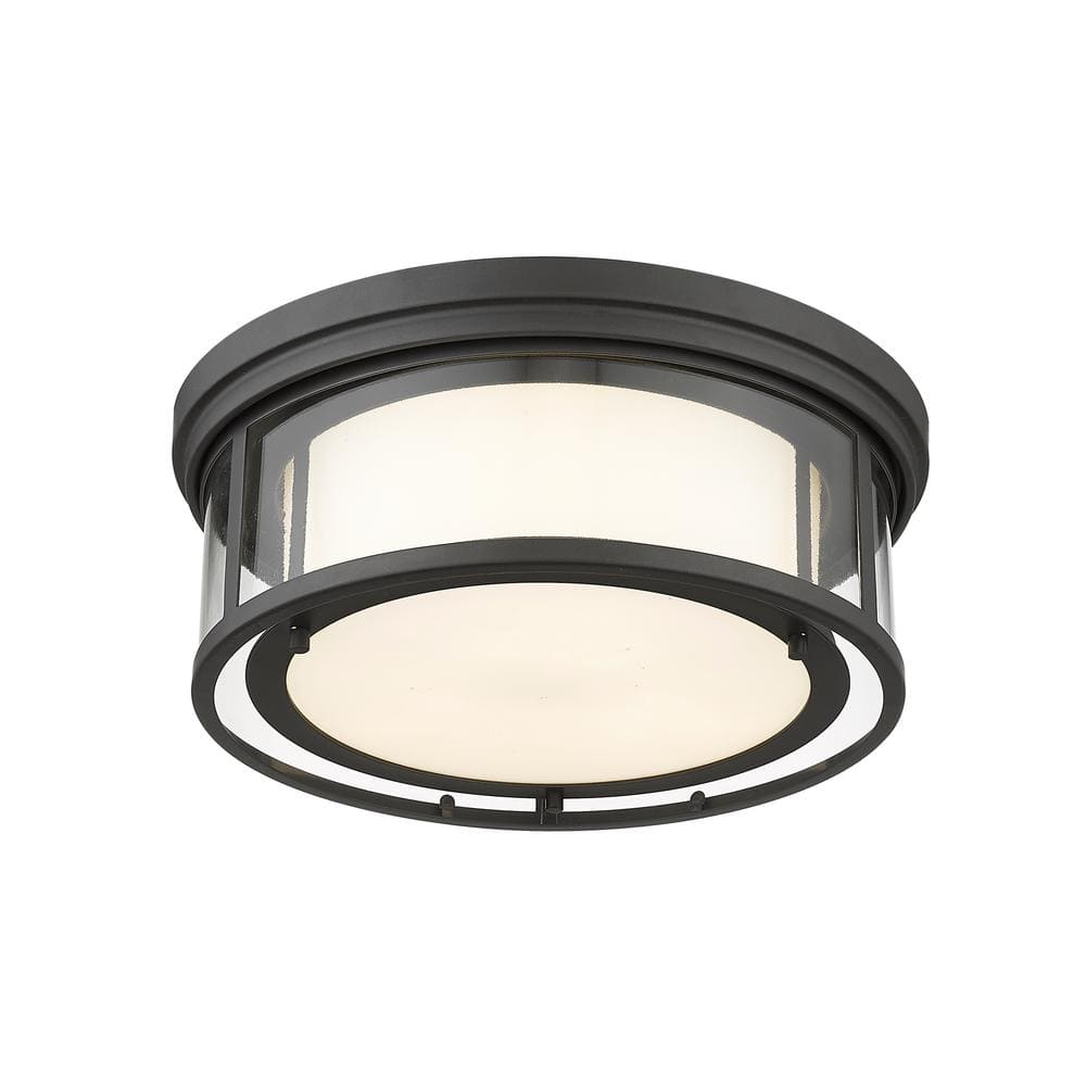 Willow Bronze 16" Indoor/Outdoor Drum Ceiling Light with Clear Glass