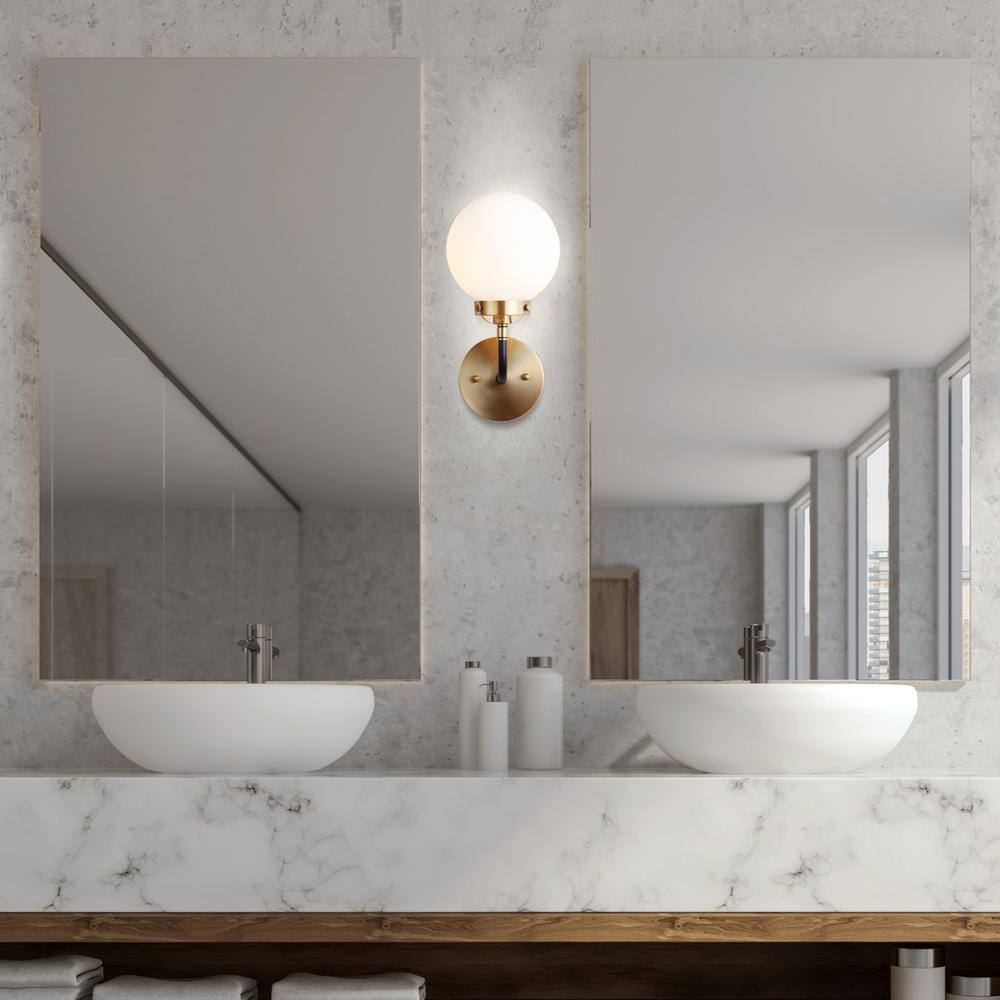 Caleb 11.75'' Antique Gold and Black LED Vanity Light
