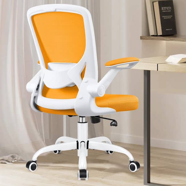 Fabric Cushioned Ergonomic Chair in Yellow with Breathable Mesh Fabric, SGS Certification Adjustable Armrests