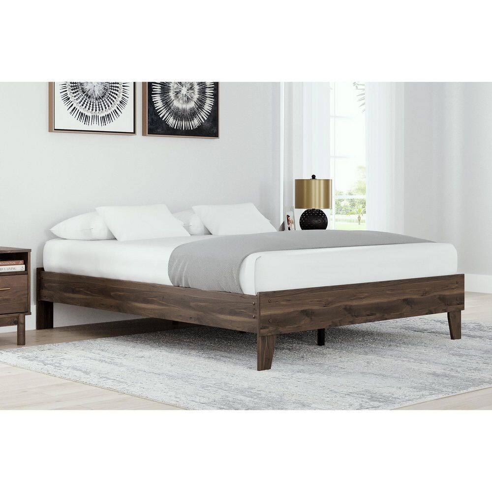 Chic Sophistication Queen Platform Bed with Wood Headboard, Mocha