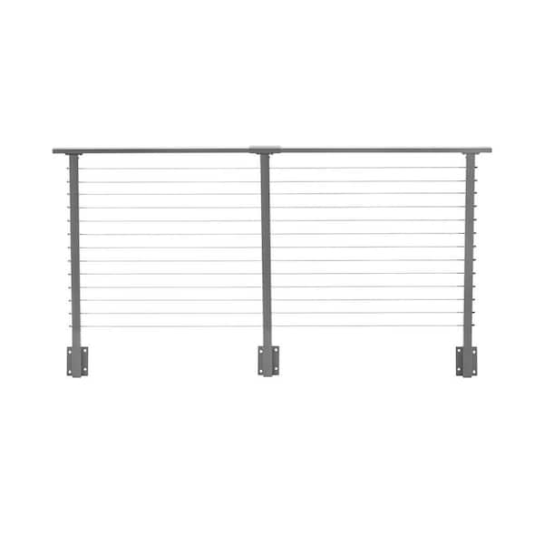CityPost 12 ft. Deck Cable Railing, 42 in. Face Mount, Grey