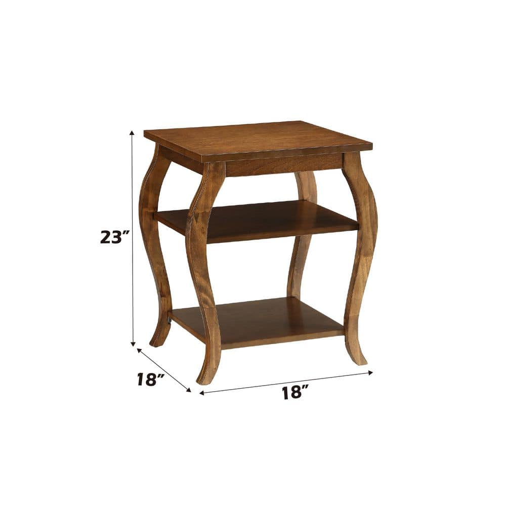 Versatile Becci Walnut End Table with Dual Open Shelves