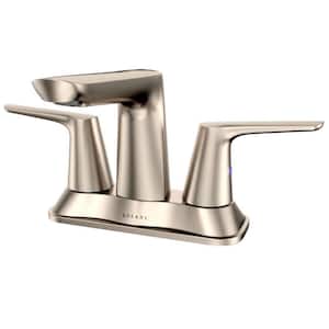 Bora Bora 4" Centerset 2-Handle Bathroom Faucet with Drain Kit and Supply Lines Included in Brushed Nickel