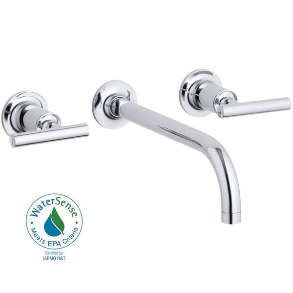 KOHLER - Purist 2-Handle Wall-Mount Low-Arc Faucet Trim in Polished Chrome (Valve not Included)
