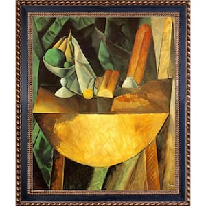 Bread and Fruit Dish on a Table by Pablo Picasso Verona Framed Abstract Oil Painting Art Print 24.75 in. x 28.75 in.