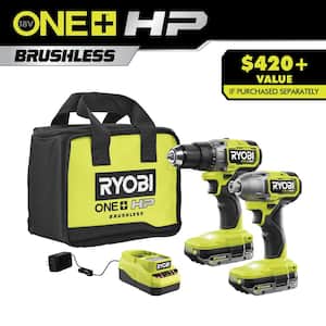 ONE+ HP 18V Brushless Cordless 1/2 in. Drill/Driver and Impact Driver Kit w/(2) 2.0 Ah Batteries, Charger, and Bag