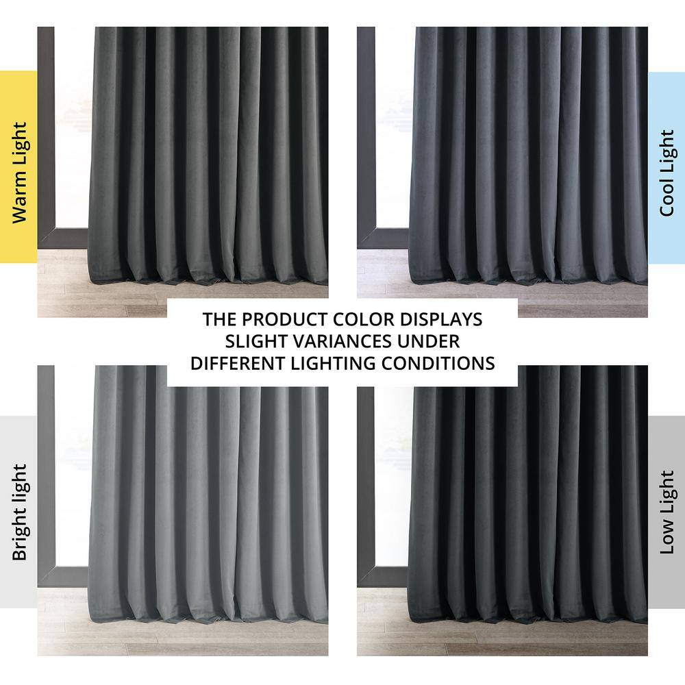 Natural Grey 100W x 96L Velvet Blackout Curtains