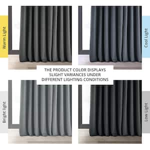 Natural Grey Extra Wide Velvet Rod Pocket Blackout Curtain - 100 in. W x 96 in. L (1 Panel)